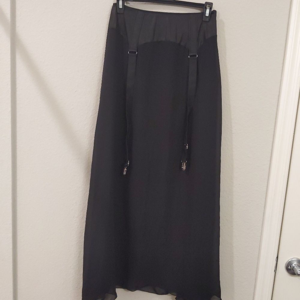 Black Maxi Skirt Garter Suspender Sheer
